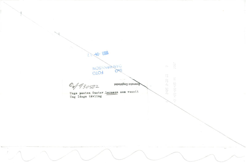 Swedish poet Gustav Larsson after today's win in the Young Idags competition - Vintage Photograph