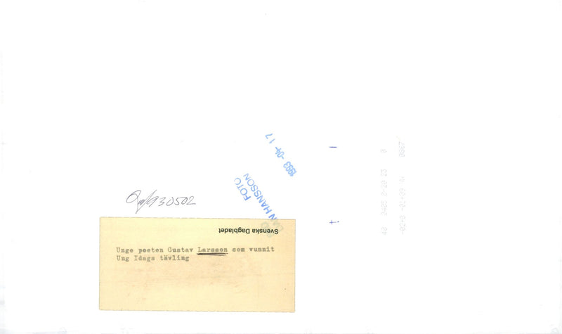 Swedish poet Gustav Larsson after today's win in the Young Idags competition - Vintage Photograph