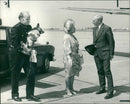 Queen Elizabeth the Queen Mother talking to Mr Jack Bannister at Heathrow - Vintage Photograph