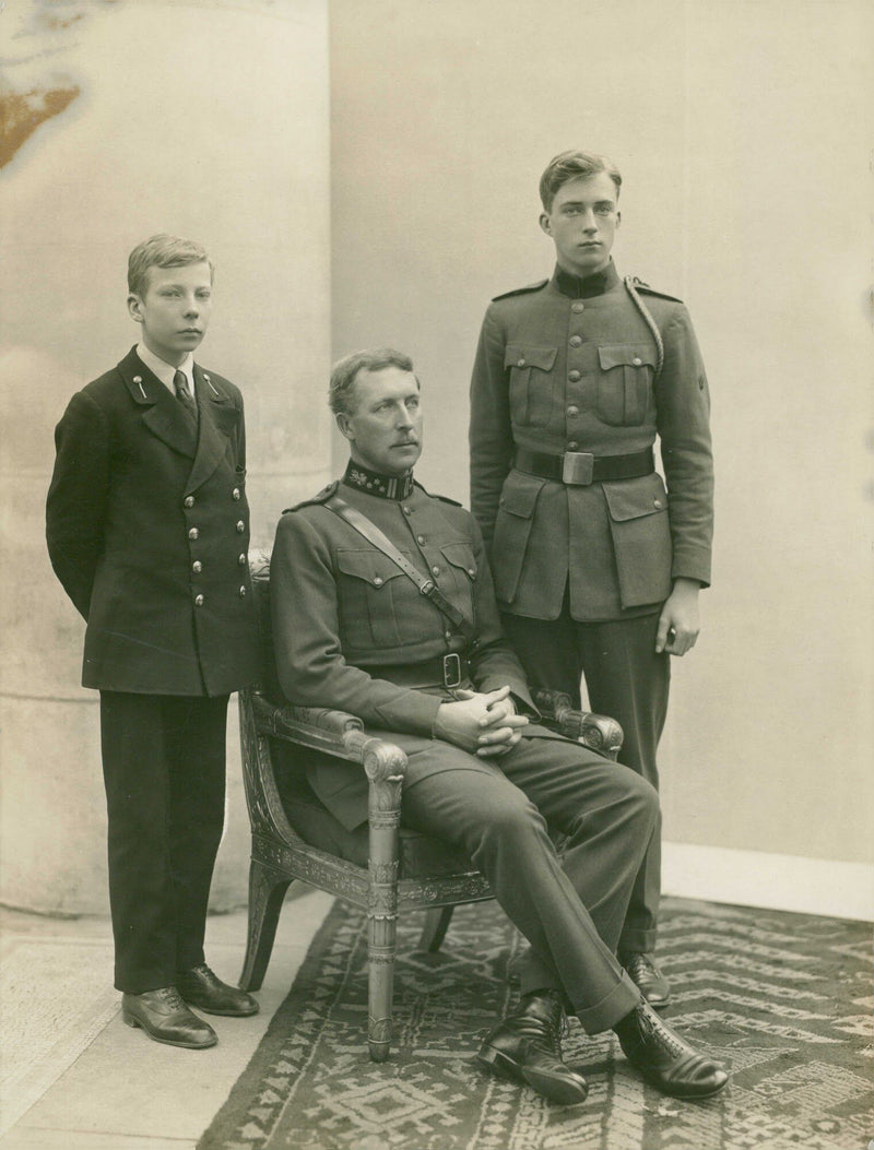 Prince Charles of Belgium poses with King Leopold of Belgium. - Vintage Photograph