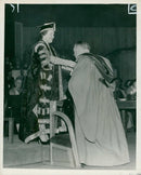 Queen Elizabeth The Queen Mother with Dr Wand - Vintage Photograph