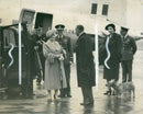 Queen Elizabeth The Queen Mother welcomed by Sir John D Albiac. - Vintage Photograph
