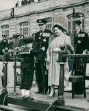 Queen Elizabeth The Queen Mother with Sir Maurice J. Mansergh. - Vintage Photograph