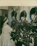 Queen Elizabeth The Queen Mother meet Pipers. - Vintage Photograph