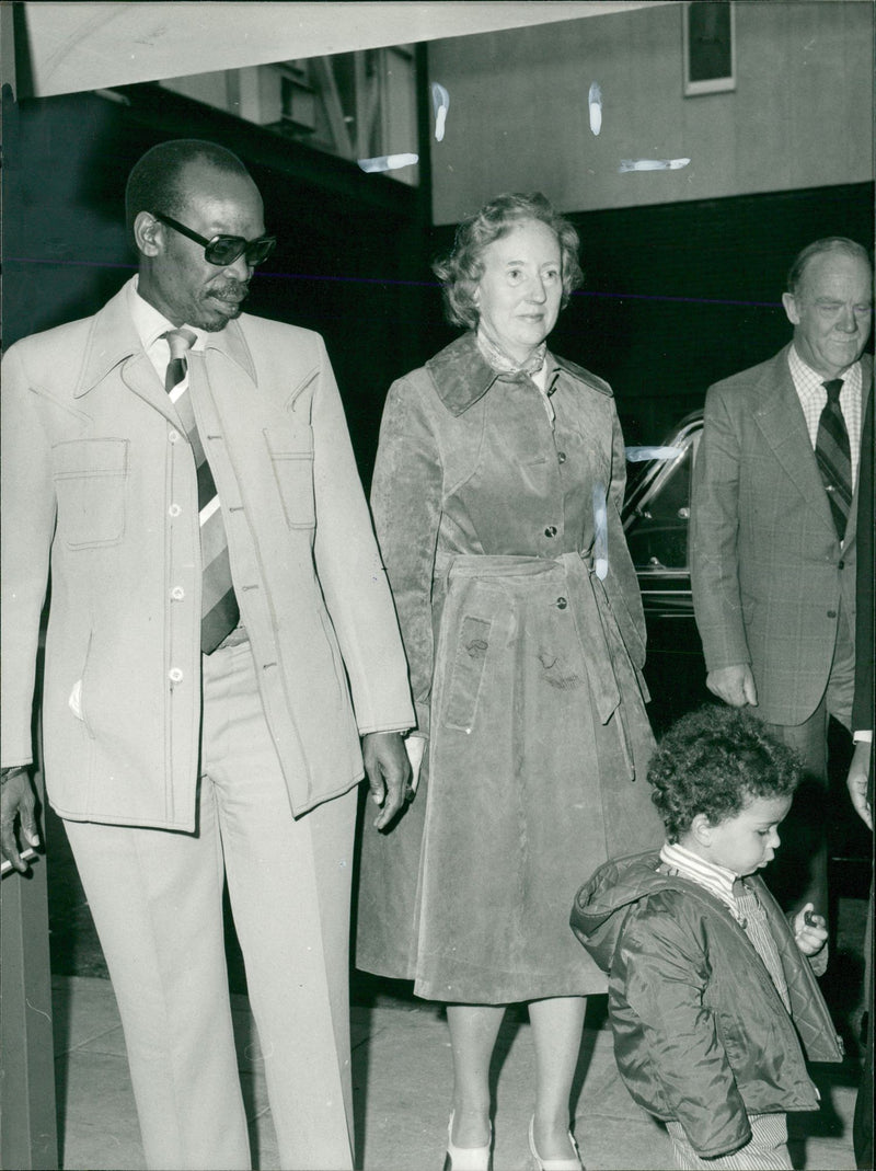 Seretse Khama with his wife Ruth and their grandson - Vintage Photograph