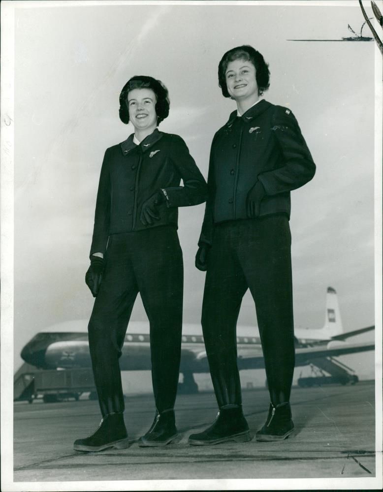 British European Airways: Miss Carol Kinsley and Miss Eva Litman. - Vintage Photograph