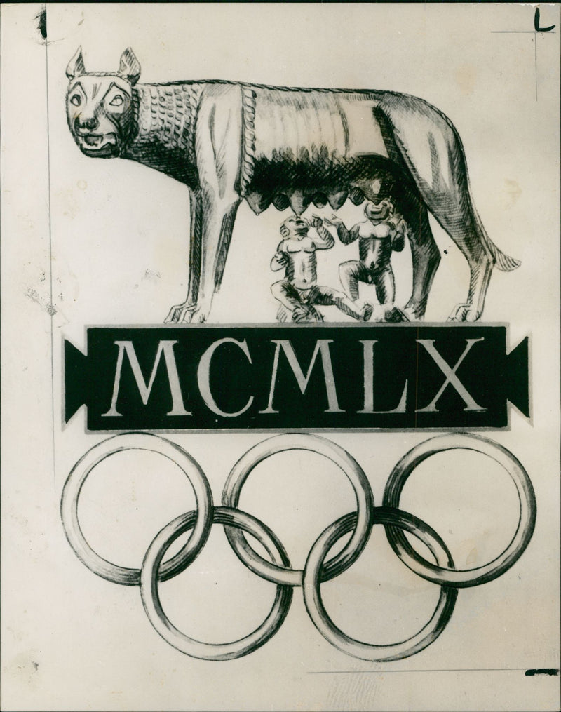 The official emblem of 1960 Summer Olympics - Vintage Photograph, image size:800x1015
