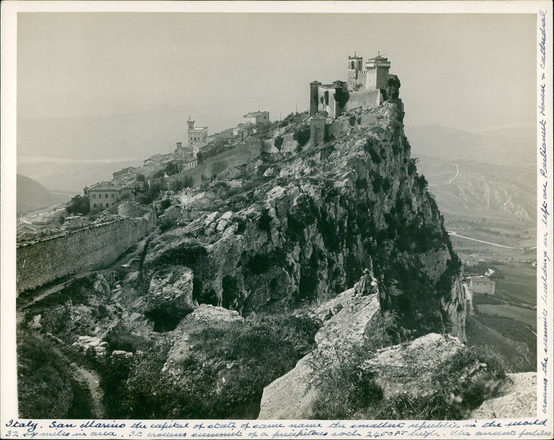 Lake Nemi is a small circular volcanic lake in the Lazio region of Italy - Vintage Photograph