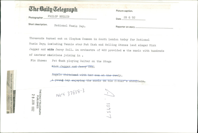 Pat Cash at National Music Day - Vintage Photograph