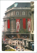 Banners showing the eyes of Michael Jackson. - Vintage Photograph