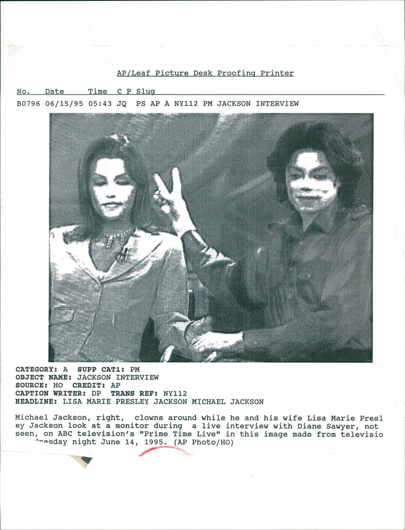 Michael Jackson with Lisa Marie Presley-Jackson. - Vintage Photograph