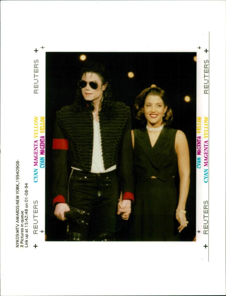 Michael Jackson with his wife Lisa MAria Presley-Jackson. - Vintage Photograph