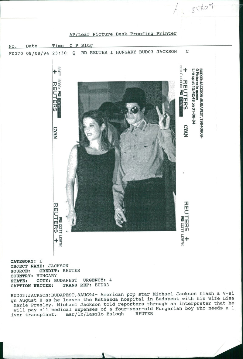 Michael Jackson with his wife Lisa MAria Presley-Jackson. - Vintage Photograph