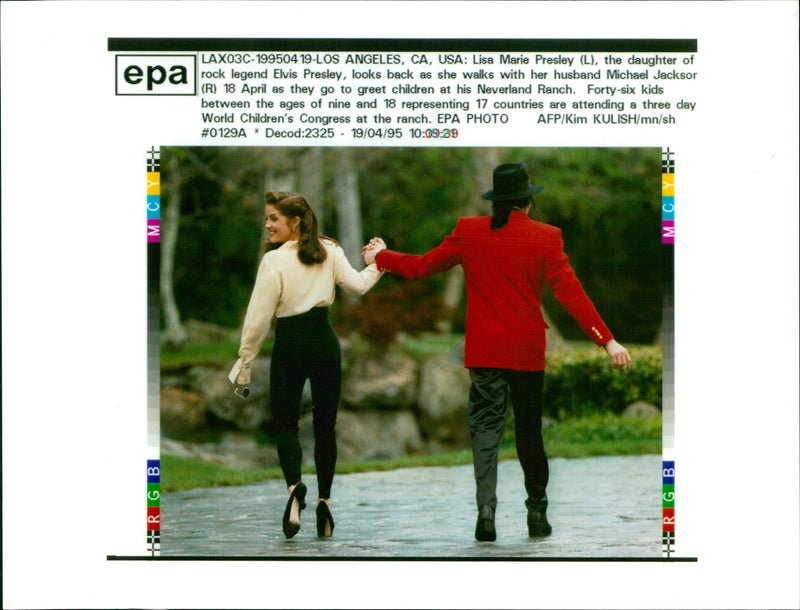 Michael Jackson with his wife Lisa MAria Presley-Jackson. - Vintage Photograph