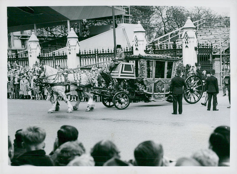 Preparing for Queen Elizabeth II's Crown Procession 1953. - Vintage Photograph