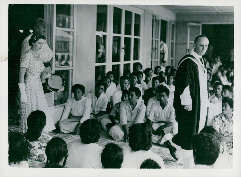 Queen Elizabeth in the company of Queen Salote while visiting Tonga - Vintage Photograph