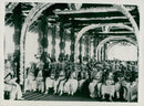 Queen Elizabeth and the Duke of Edinburgh visit Ceylon. Here Kandyian chiefs at the reception - Vintage Photograph