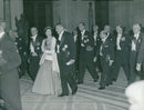 English State Visit in Paris. Queen Elizabeth visits the Louvre - Vintage Photograph