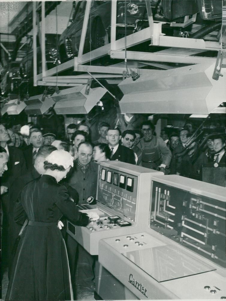 English State Visit in Paris. Queen Elizabeth visits Renault - Vintage Photograph