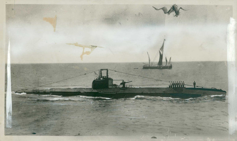 HMS Salmon Royal Navy S-class submarine. - Vintage Photograph