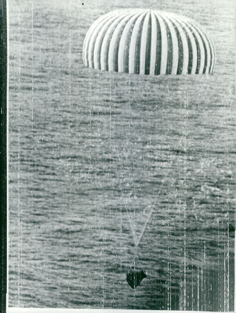 Gemini 10 lands using a parachute - Vintage Photograph