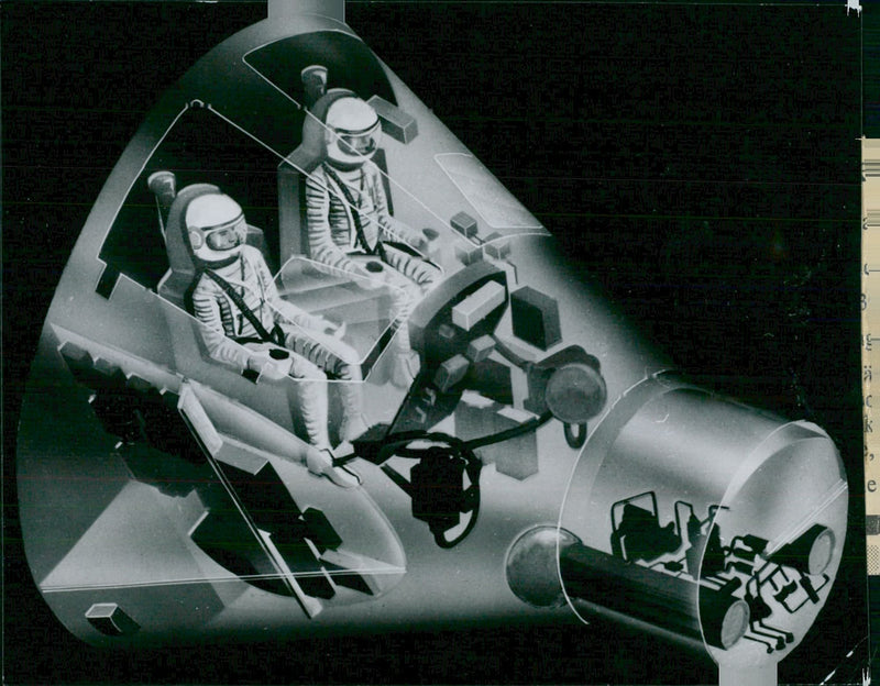 This is what the Geminikapseln looks like in a cartoon's version - Vintage Photograph