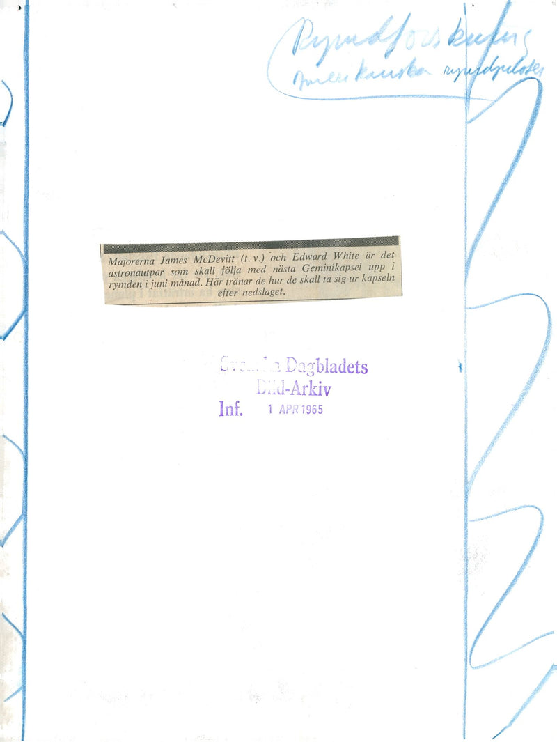 Astronauts James McDevitt and Edward White during a water practice - Vintage Photograph