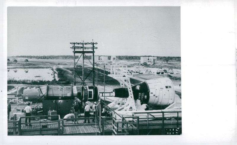 Agena rocket and Gemini capsule at Cape Kennedy - Vintage Photograph