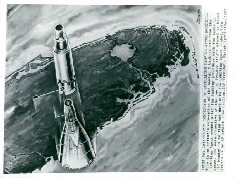 A drawing depicting Gemini 6 - Vintage Photograph