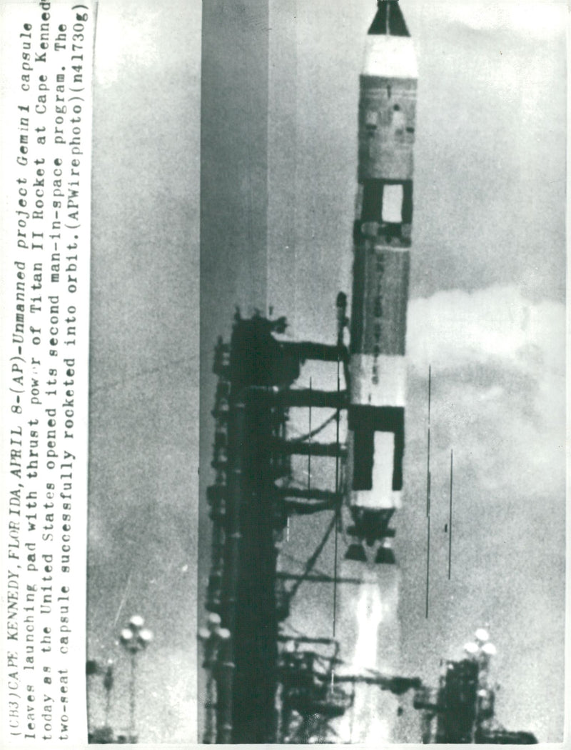 The unmanned Gemini capsule is fired from Titan II - Vintage Photograph