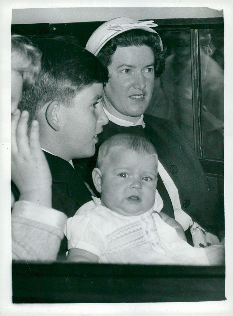 Prince Charles, Prince Andrew and their nurse on departure from Clarence House - Vintage Photograph