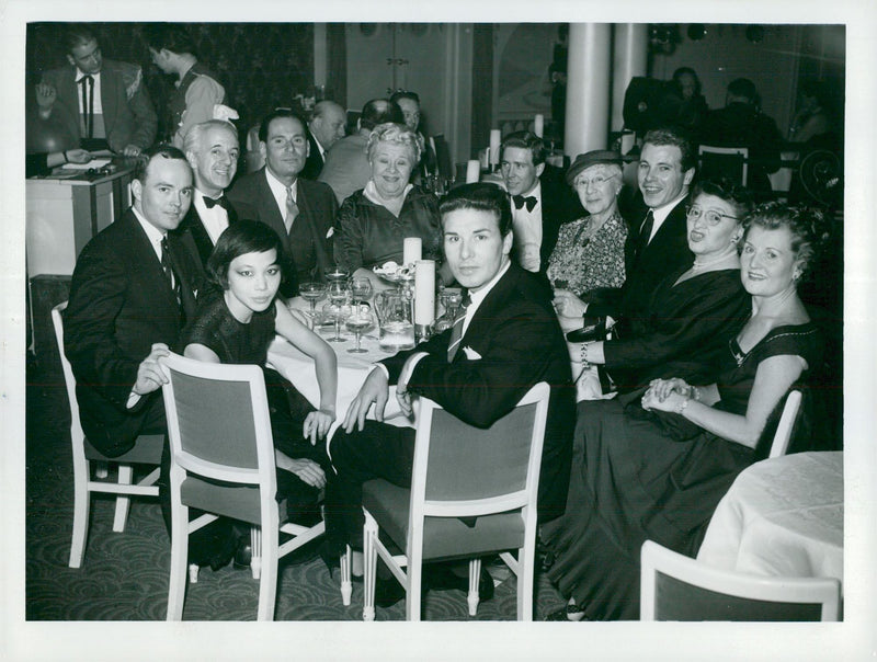 Birthday party at Cafe de Paris:  Anthony Armstrong-Jones party with Sophie Tucker, Suzy Wong, Jackie Chan, Steven Benedict, Major Neville Willing, David Jacobs and John Barr - Vintage Photograph