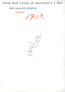 Frank Cook offers music news in China's August program - Vintage Photograph