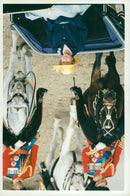 Queen Elizabeth at the trouping of the colour. - Vintage Photograph