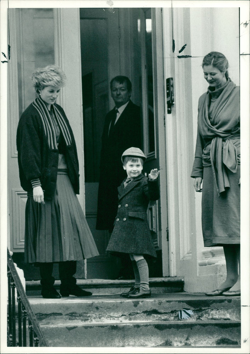 Prince William with the princess of wales. - Vintage Photograph