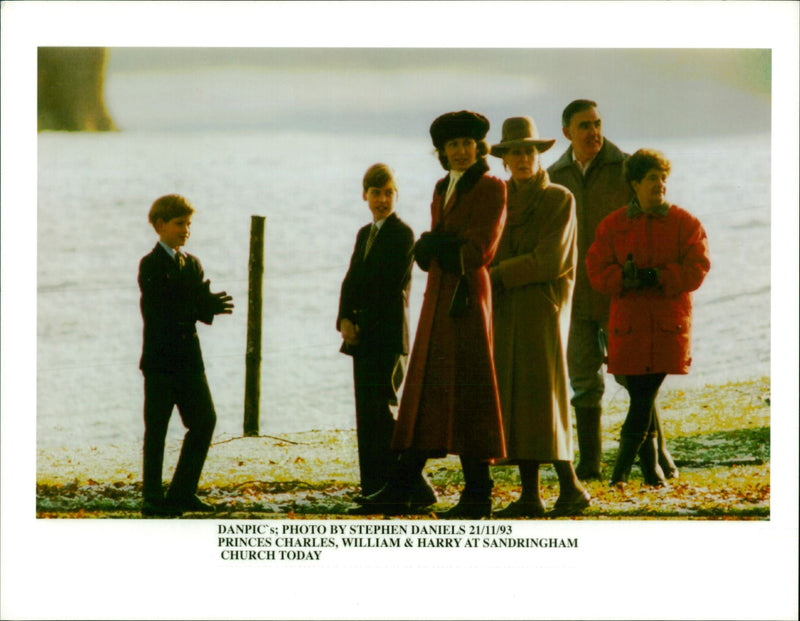 Prince William and harry with prince charles. - Vintage Photograph