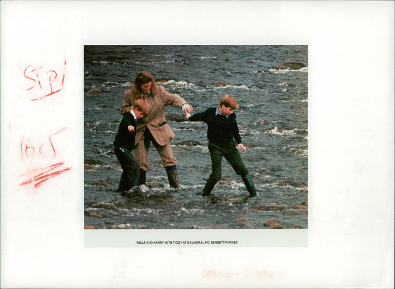 Prince William and harry with tiggy. - Vintage Photograph