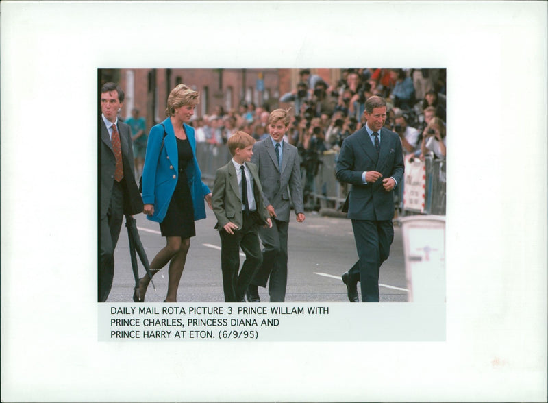 Prince William and prince harry with prince charles and princess diana. - Vintage Photograph