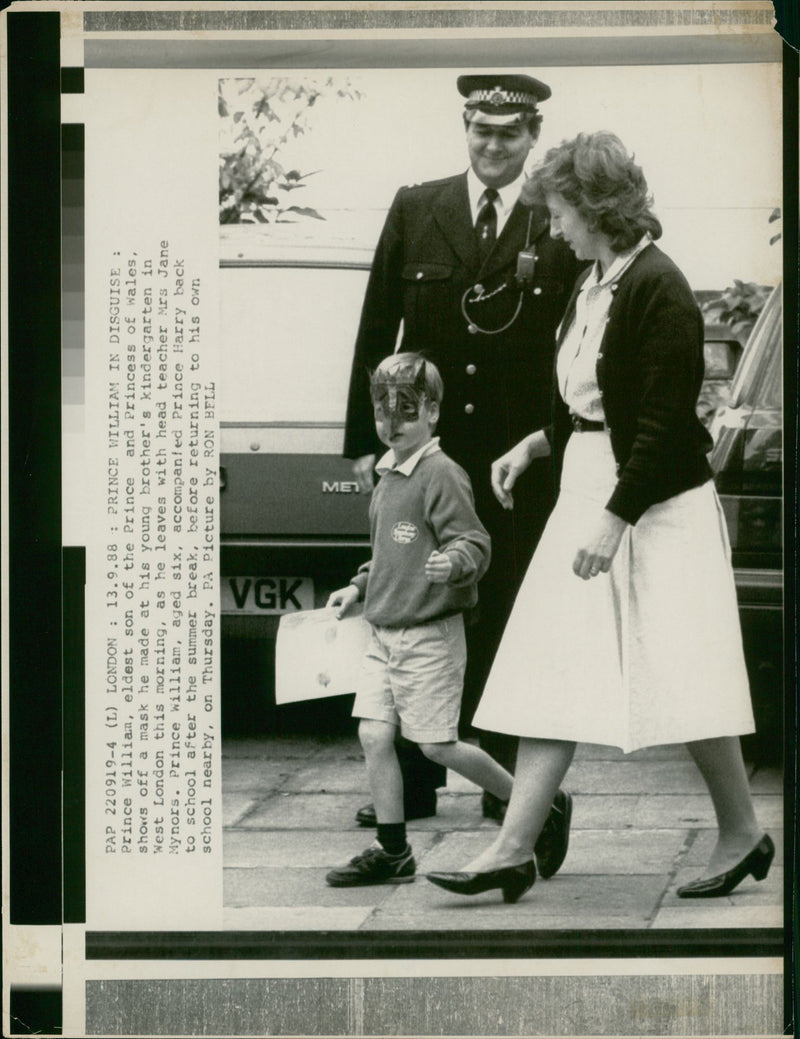 Prince William and his teacher jane mynors. - Vintage Photograph