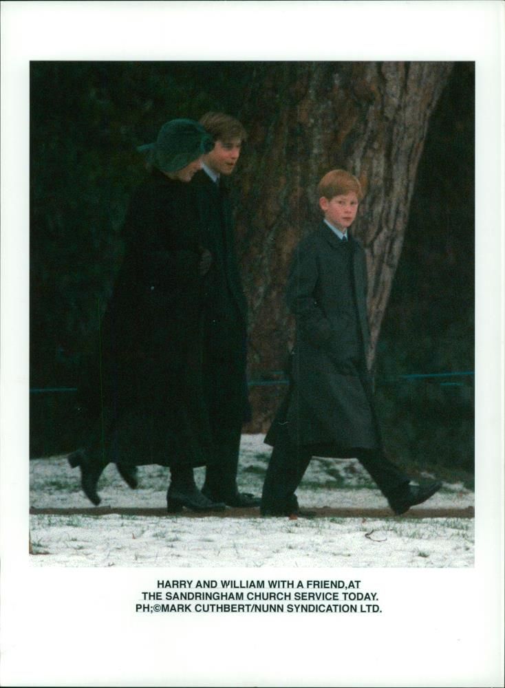 Prince William and harry with a friend. - Vintage Photograph