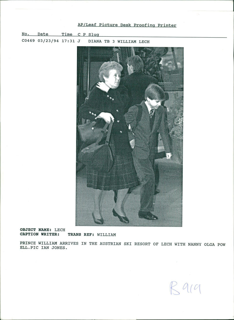 Prince William and nanny olga. - Vintage Photograph