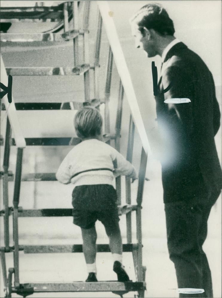 Prince William and his father. - Vintage Photograph