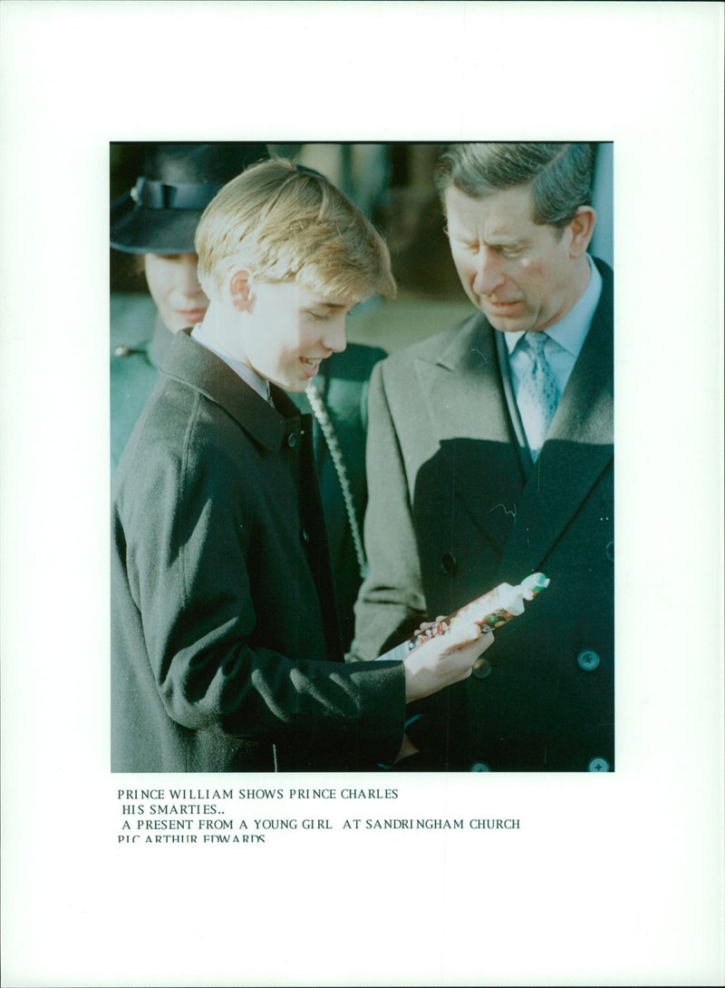 Prince William with Prince Charles. - Vintage Photograph