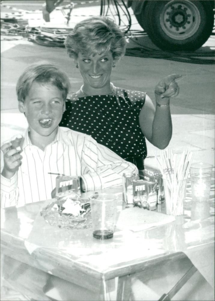 Prince William, Duke of Cambridge with the Princess of Wales. - Vintage Photograph