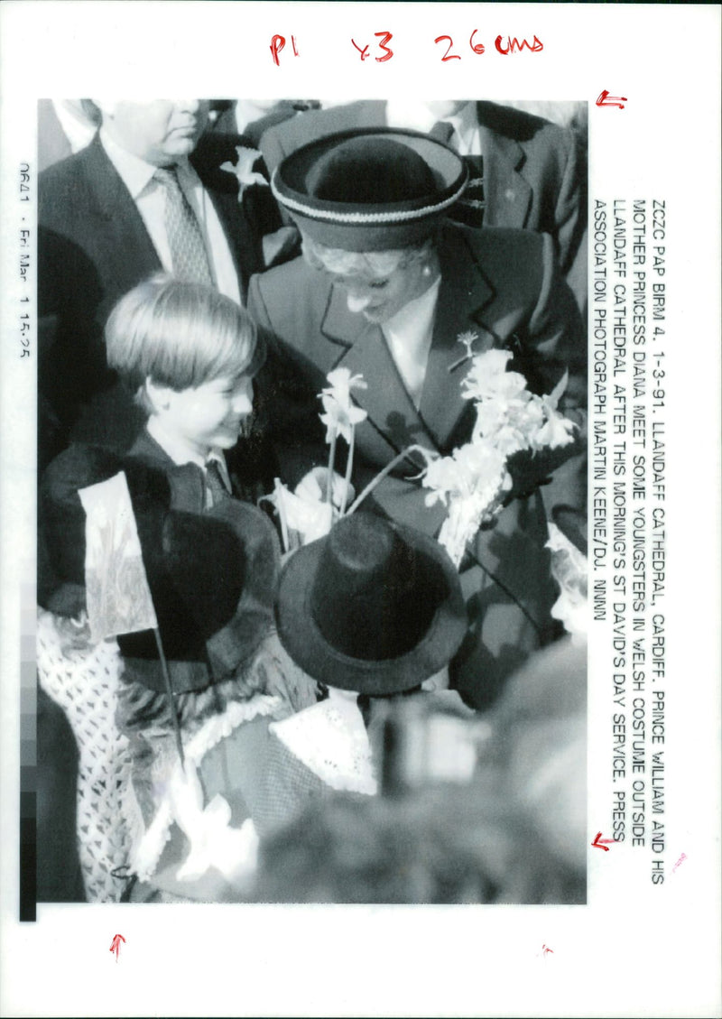 Prince William, Duke of Cambridge with his mother. - Vintage Photograph