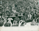 Children greet Queen Elizabeth The Queen Mother. - Vintage Photograph