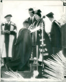 Queen Elizabeth The Queen Mother with African graduate.an - Vintage Photograph