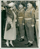 Queen Elizabeth The Queen Mother inspect her hussars. - Vintage Photograph