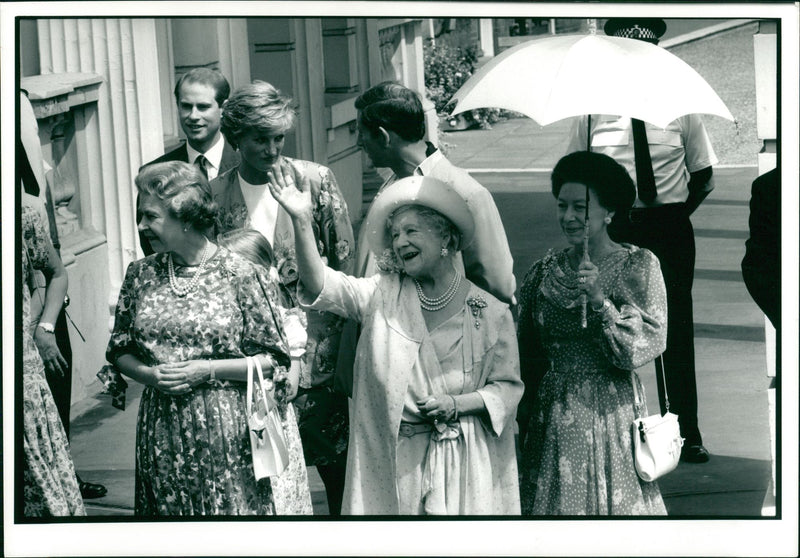 Queen Elizabeth II, The Queen Mother, Princess Margaret, Princess Diana, Prince Charles and Prince Andrew. - Vintage Photograph