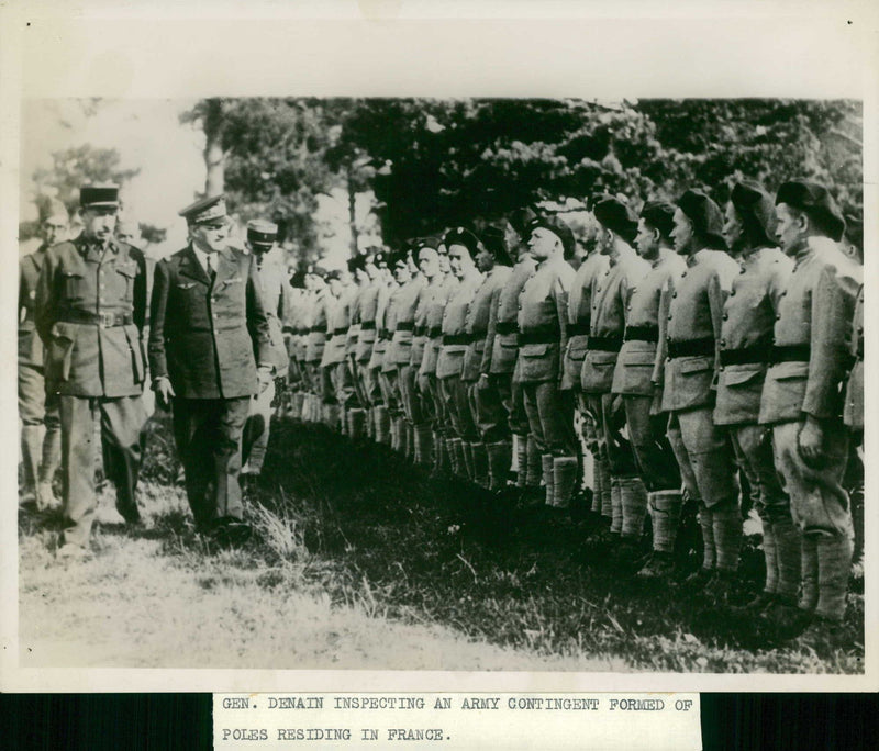 General Denain Inspecting An Army Contingent of Poles Residing in France - Vintage Photograph